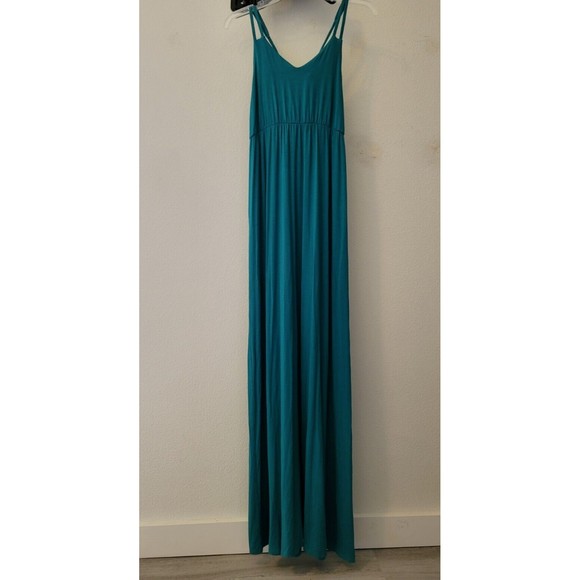Willi Smith Teal Maxi Dress Boho Size Small Sleeveless V-neck Adjustable Straps - Picture 1 of 8